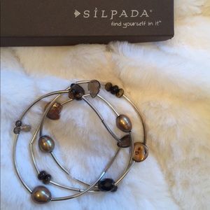Silpada bracelet with brown stones and silver.
